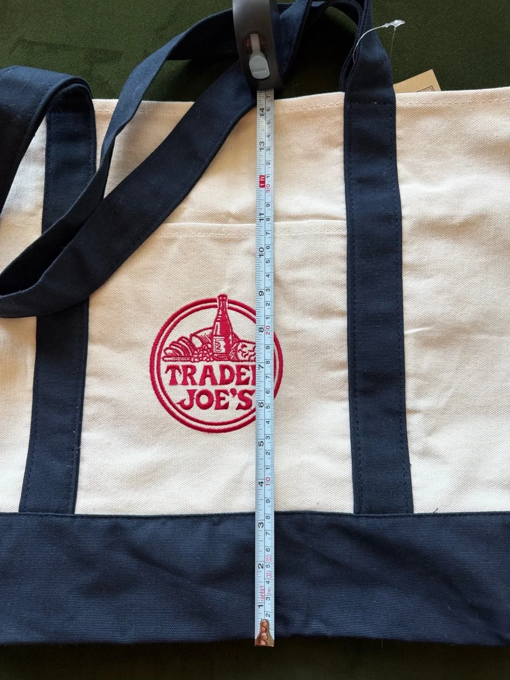 Canvas Tote Bag in Natural and Navy